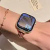 Pulsera de Metal con Forma de Trébol de Cuatro Hojas Incrustada con Diamantes de Cobre y Circonita Adecuada para Apple Watch iWatch 12ª Generación 11/10