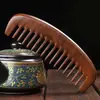 Pente de sândalo de dentes largos ouro preto sândalo dentes grandes cabelo cacheado pente longo produção artesanal tradicional massagem caseira prevenção da queda de cabelo