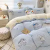 Conjunto de Quatro Peças de Roupa de Cama com Colcha de Algodão de Xinjiang Toque Macio Fácil de Cuidar Dormitório de Estudante Cama de Solteiro Capa de Edredom Lençol Fronha