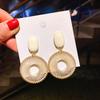 Aguja de Plata Europeo y Americano Joker Nuevo Goteo de Aceite Rectangular Tejido Grueso Redondo Aretes Aretes Exagerados Aretes Mayoreo Mujeres