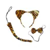 Día del Niño Performance Diadema de Dibujos Animados Accesorios para la Cabeza Diadema Guardería Baile Conjunto de Tres Piezas Orejas de Gato Pajarita Cola