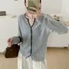 Top de tricô com gola V e acabamento listrado texturizado para mulheres, outono, slim fit, versátil, com mangas compridas, peça base