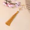 Leque Dourado com Estampa de Pérolas 12cm com Borlas, Leque Tradicional com Pingentes de Borla, Borlas Hanfu, Acessórios Artesanais Estilo Antigo