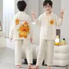 Pijama Infantil de Algodón Nube para Niños, Manga Larga, Cárdigan Delgado para Primavera y Otoño, Conjunto de Ropa de Casa Estilo Casual para Niños y Adolescentes