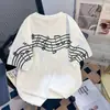 Camiseta de Manga Corta con Bordado de Nota Musical, Marca Europea y Americana de Moda de Amazon para Hombres y Mujeres, Nuevo Estilo de Verano, Camiseta Holgada, Top Oversize