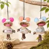 Kit de materiales para colgante de muñeca de boca grande con orejas de pompón de cáscara de fruta natural, set hecho a mano de muñeca de vaina de cáscara de fruta curativa de nicho