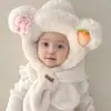 Gorro y Bufanda de Invierno para Niños, Gorro de una Pieza, Set de Dos Piezas de Dibujos Animados de Terciopelo y Engrosado, Gorro Lindo y Súper Lindo con Protección para los Oídos para Niños y Niñas