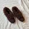Pelusita~ Ambiente de otoño e invierno temperamento suave zapatos peludos para mujer sin cordones moño felpa cálidos zapatos de algodón