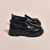 Zapatos para Niña Zapatos de Princesa de Cuero para Niños 2026 Primavera y Otoño Nuevos Mocasines Negros de Suela Blanda para Niña Zapatos Individuales Estilo Británico