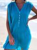 2024 Verano Estación Independiente Amazon Fashion Vestido Casual sin Mangas con Cuello en V con Botones de Color Sólido para Mujer