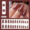 Comércio Exterior Retrô Vermelho Marrom Areia Movediça Glitter Fino Clareador Estilo Ins Europeu e Americano Unhas Usáveis 24 Peças Unhas Postiças
