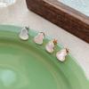 Pendientes de botón de plata de ley S925 con forma de calabaza blanca para mujer, pendientes simples, elegantes y versátiles, pendientes exquisitos de alta calidad de nicho