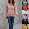 Nueva Ropa de Otoño/Invierno para Mujer 2026 Camiseta de Manga Larga Casual con Parches de Encaje en V para Mujer Sitio Web Independiente Europeo y Americano de Amazon