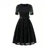 Vestido Formal de Moda Nueva Primavera/Verano Europeo y Americano Encaje Adelgazante Temperamento Vestido con Lazo Fuente