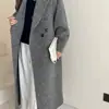 Casaco de Lã Dupla Face Feminino Comprimento Médio Outono/Inverno 2025 Novo Estilo Coreano Design Solto Afinando Senso de Design Jaqueta de Lã