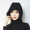 Gorro de lana de punto cálido TEMU de AliExpress con pasamontañas integrado para mujer, otoño e invierno, disponible transfronterizo.
