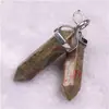 Colgante de Punta de Cuarzo piedra natural cristal ágata bala hexágono Cadena de poste Colgante al por mayor