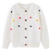 Ropa para Niños Cuello Redondo Cardigan de Punto de Bolas Colorido Suéter Abrigo de Algodón para Niñas Cardigan de Punto de Bolas Colorido Hecho a Mano al por Mayor
