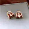 Pendientes de Plata Aguja Zircón Gota de Aceite Cuadrilátero Vintage de Lujo Ligero Pendientes de Moda Versátiles para Mujer