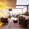 Sofá de Exterior Pátio Proteção Solar Impermeável Sofá Duplo de Rattan para Exterior Porta-Cartões Varanda Cadeira de Rattan para Lazer Combinação de Mesa de Café