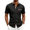 Camisa ligera transpirable de manga corta para comercio exterior de Amazon, top de color block casual de negocios sin planchado, camisa fina antiarrugas para hombre