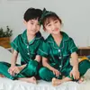 Sudeste Asiático Exportación Seda Imitación Pijamas para Niños Primavera y Otoño Lindos Dibujos Animados Niños y Niñas Holgados Finos Seda de Hielo Ropa de Casa
