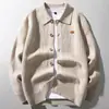 Suéter Jaqueta Cardigan Masculino Outono Inverno 2024 Masculino Gola Lapela Nova Casual Lapela Americana Malha Solta Tendência