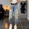 Shorts de mezclilla rectos rasgados estilo retro americano para mujer, nuevo estilo verano 2026, pantalones bombachos cropped, pantalones holgados de pierna ancha
