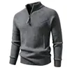 Suéter de alta calidad para hombre de otoño e invierno con media cremallera, tejido jacquard vintage, chaqueta de punto casual versátil de color liso
