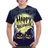 Camiseta de manga curta nova para comércio exterior de Halloween, impressão digital 3D, jaqueta casual para adultos e crianças, primeira geração de cabelo