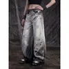 Comercio Exterior Estilo Retro Americano Páramo Tie-dye Pierna Ancha Delgados Verano Nuevo Holgado Longitud de Piso Pierna Recta Jeans Hombre