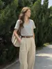 Camiseta de Manga Corta para Mujer Estilo Coreano de Primavera, Algodón Puro, Corte Holgado, Capa Base Adelgazante, Rosa Dopamina