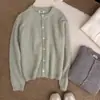2026 Cardigan Versátil Cepillado Estilo Coreano / Cardigan Cepillado de Color Sólido Retro Coreano Suéter Abrigo Versátil de Cuello Redondo para Mujer