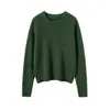 Suéter Feminino de Cashmere 100% Novo para Outono e Inverno, Gola Redonda, Tricô Quente, Manga Longa, Cor Sólida