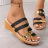 Chanclas de Playa con Cuña y Punta Abierta Transfronterizas Europeas y Americanas para Mujer Nuevas Sandalias Europeas y Americanas Venta al por Mayor Tallas Grandes