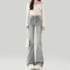 Calça Jeans Flare de Cintura Alta Cor Clara para Mulheres Tendência Nova Estilo Primavera e Outono 2025 Calça Bootcut Elástica Slim-Fit