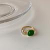 Anillo Abierto de Metal a Cuadros Retro Estilo Francés con Gota de Esmalte para Mujer Anillo Coreano Simple Versátil Elegante para Mujer
