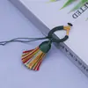 Chaveiro de Nó Diamante com Borla Curta Acessórios de Pingente de Borla Tecida Feito à Mão DIY