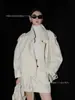 Chaqueta Retro de Comercio Exterior para Mujer de Primavera y Otoño Abrigo Corto de Solapa Europea y Americana ZA Abrigo Corto Blanco