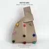 Bolso Lindo Estilo Coreano con Pompones, Bolso Tote Versátil de Punto, Bolso de Hombro para Exteriores, Bolso de Muñeca, Hecho a Medida