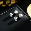 Brincos de Zircônia Douyin Kuaishou para Mulheres Brincos de Zircônia com Quatro Garras para Mulheres Joias por Atacado Brincos Banhados a Prata com Pérolas