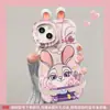 Orelhas Judy Nick Adequado para Capa de Celular Apple 16Pm iPhone 15 Suporte Duplo 14 Desenho Animado Fofo 17 Silicone