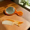 Nuevo juego de espejo y peine, peine pequeño portátil y espejo pequeño, espejo de maquillaje de mano, juego de espejo de tocador portátil al por mayor