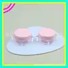 Frasco cosmético de plástico cuadrado rosa, 10g, recipiente cuadrado para crema, caja pequeña para muestras, botella de plástico vacía para crema