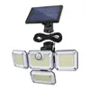 Lámpara de Pared Solar de Tres Cabezales con 333 LEDs Integrados, Lámpara Solar de Cuatro Cabezales para Exteriores con Sensor de Movimiento Humano, Múltiples Cabezales para Patio