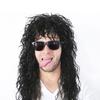 Peruca Masculina Anos 80 Peruca Punk Rock Cabelo Longo Cacheado Peruca Fofa Heavy Metal Rocker Masculina e Feminina Acessório de Cabeça