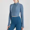 Chaqueta de Yoga de Media Cremallera para Otoño e Invierno Camiseta Popular en Internet Manga Larga Adelgazante Ajustada Secado Rápido Top Deportivo Profesional Moderno