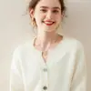 Cardigã de malha feminino estilo coreano, gola redonda, simples, cor sólida, espessado, quatro botões, solto, casual, outono e inverno, cashmere