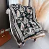 Bufanda Gruesa de Jacquard Paisley de Doble Cara de Faux Cachemira para Viaje, Chal Versátil de Estilo Étnico Vintage para Primavera y Otoño