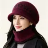 Chapéu de Inverno Feminino Proteção de Orelha Chapéu de Lã Tricotado Quente Engrossado Proteção contra Frio Pessoas de Meia-Idade e Idosos Mãe Avó Chapéu de Algodão com Forro de Veludo